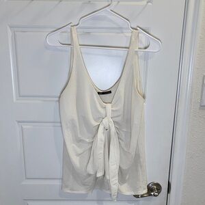Zara Cream Tie Front Tank Top Sleeveless Blouse Size Small